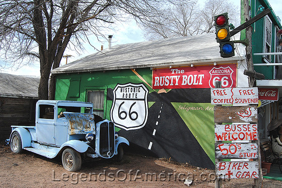 Seligman, AZ - Rusty Bolt - Signs & Car