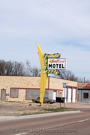Russell, KS - Sunflower Motel Sign