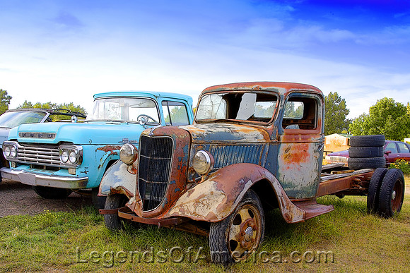 Montana - Antique Trucks Along the Road