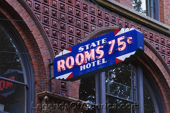 Seattle, WA - State Hotel Sign