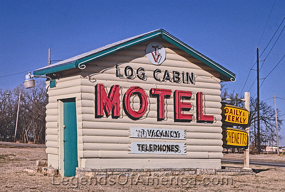 Salina, KS - Log Cabin Motel Sign, 1996