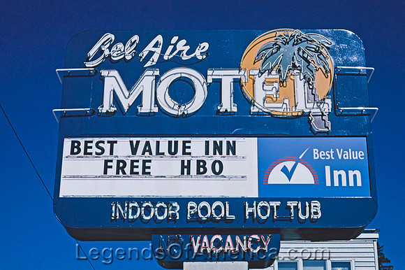 Missoula, MT - Bel Aire Motel Sign on Broadway