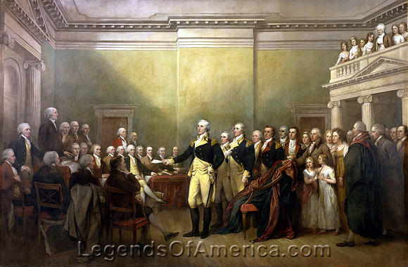 George Washington resigns commission