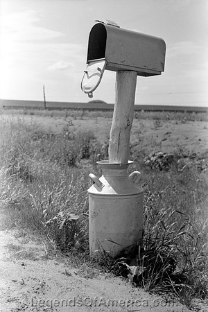 Hydro, OK - Milk can mailbox, 1939.