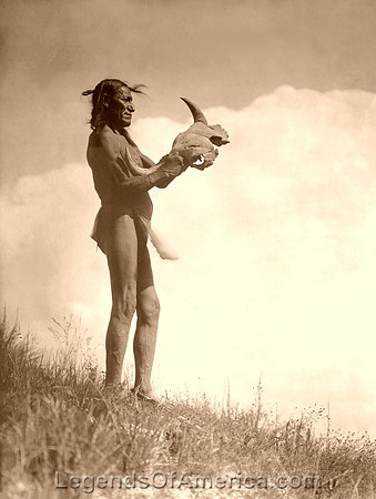 Sioux Man with Buffalo Skull, 1907