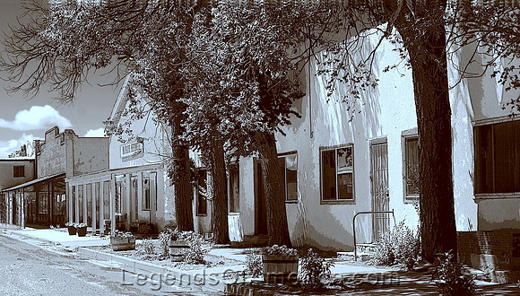 Roy, NM - Buildling Row Posterized Duotone