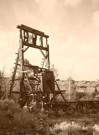 Miners Delight, WY - Head Frame, vintage