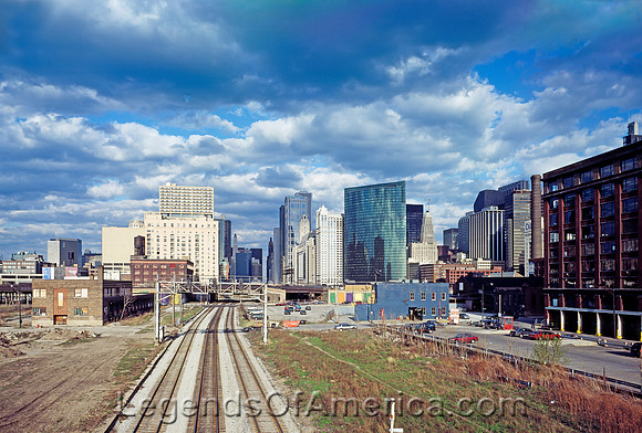 Chicago, IL - Skyline & Train Tracks