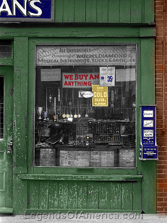Manchester, New HampshirePawn shop, EdwinLocke1937-colorized