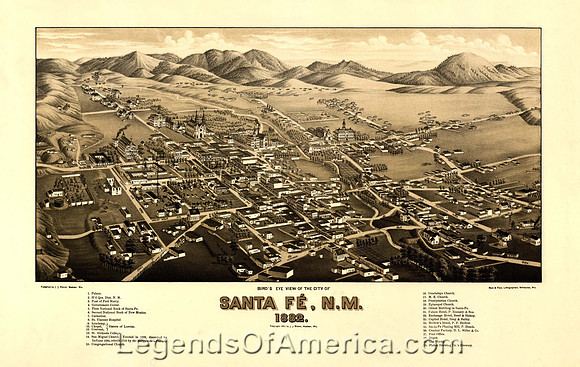 Santa Fe, NM - Map, 1882