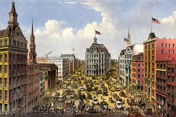 New York City, NY - Broadway Street, 1875