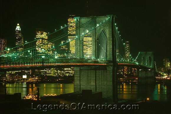 New York City, NY - Brooklyn Bridge at Night