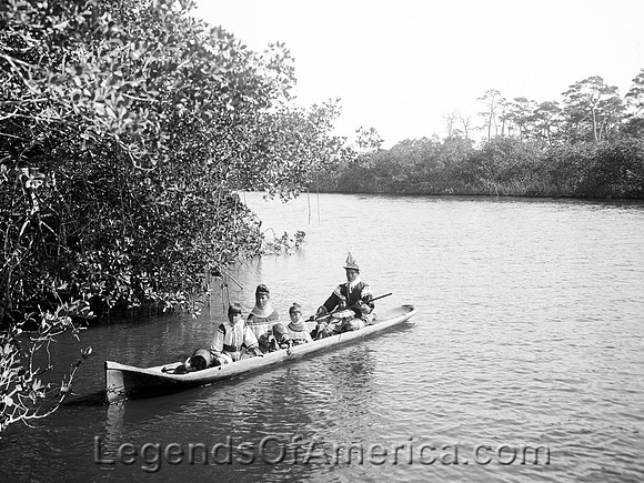 Seminole - Family in Canoe