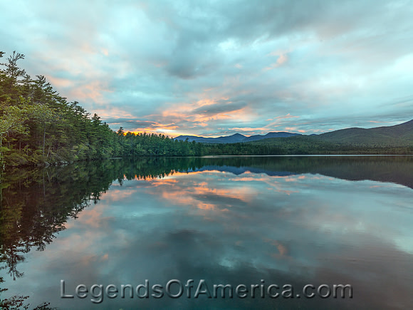 Moultonborough, NH - Sunset over Chocoura Lake