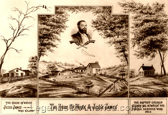 Jesse James, outlaw -  Lithograph, 1882
