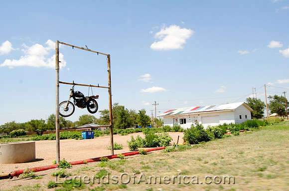 Fritch, TX - Hanging Motorcycle