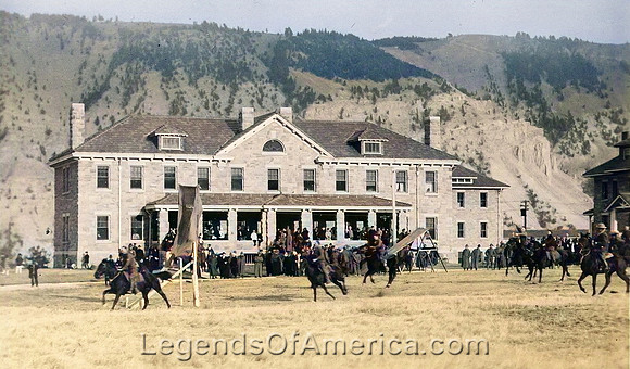 Fort Yellowstone, WY -Vintage Soldiers 1910 colorized