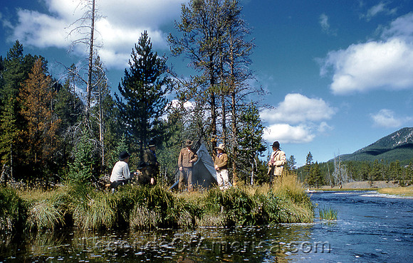 Yellowstone, WY - Re-enactment of Washburn-Langford Camp