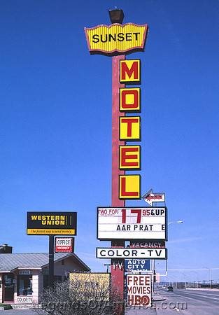 Grants, NM - Sunset Motel Sign, 2003