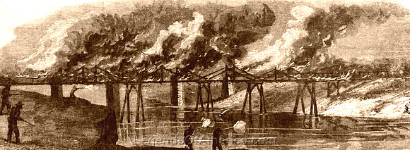 Resaca, GA - Burning Railroad Bridge