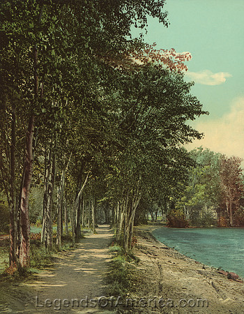 Lake George, NY - Shore path at Hulett's, 1904