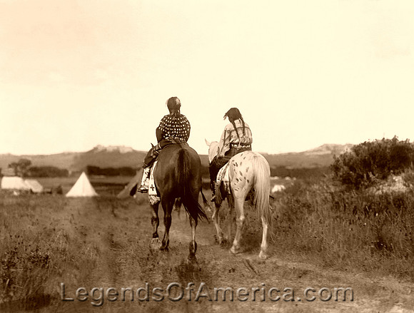 Two daughters of a chief on horseback, 1910