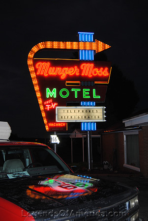 Lebanon, MO - Munger Moss Sign reflecting off Rich's Hood