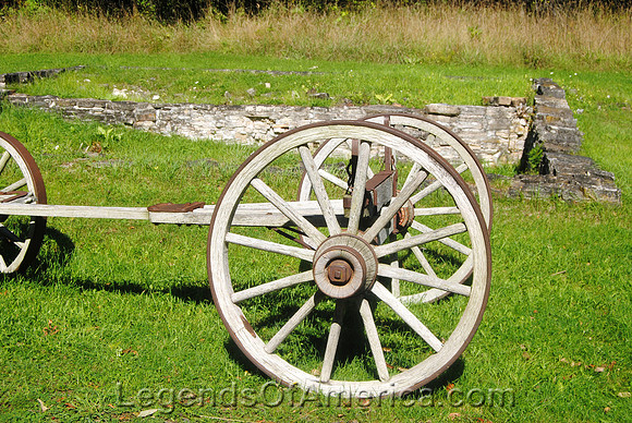 Fayette Historic Park, MI - Wagon and Foundation