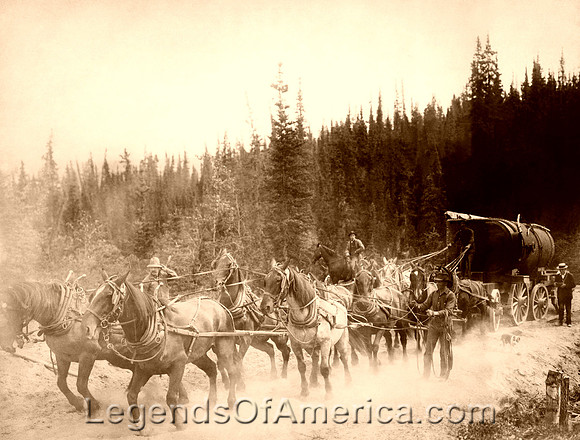 Horse team on the Overland Trail, early 20th Century