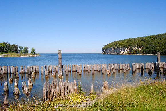 Fayette Historic Park, MI - Snail Shell Harbor Pilings