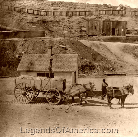 Virginia City, NV - Weighing Gold, Gould and Curry Mine, 1866